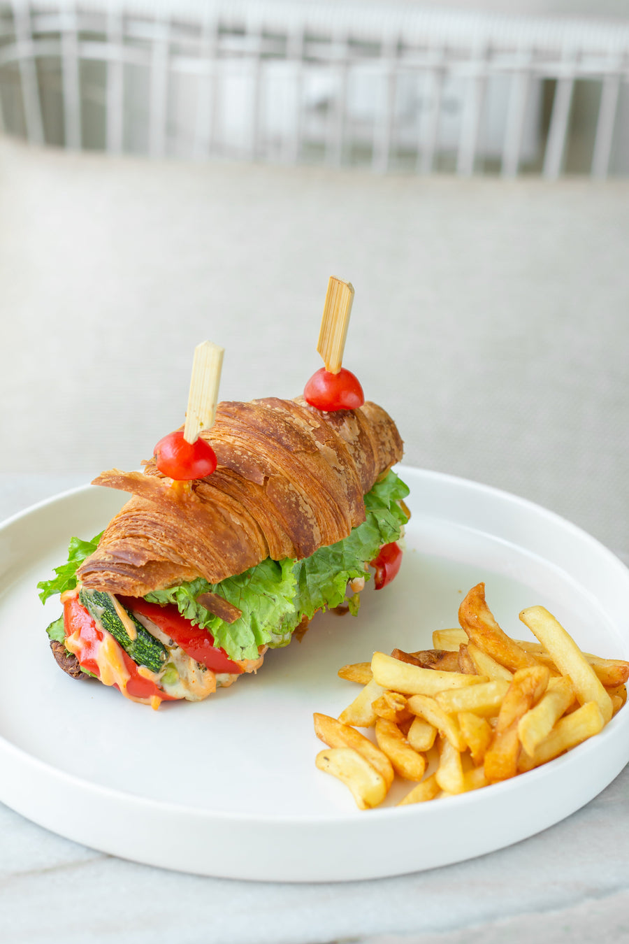 Croissant Sandwich With Fries