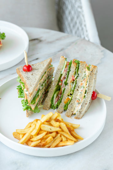 Pesto Club Sandwich With Fries